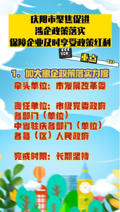 【優(yōu)化營商環(huán)境 推動高質量發(fā)展】隴東報視頻海報丨慶陽市聚焦促進涉企政策落實 保障企業(yè)及時享受政策紅利