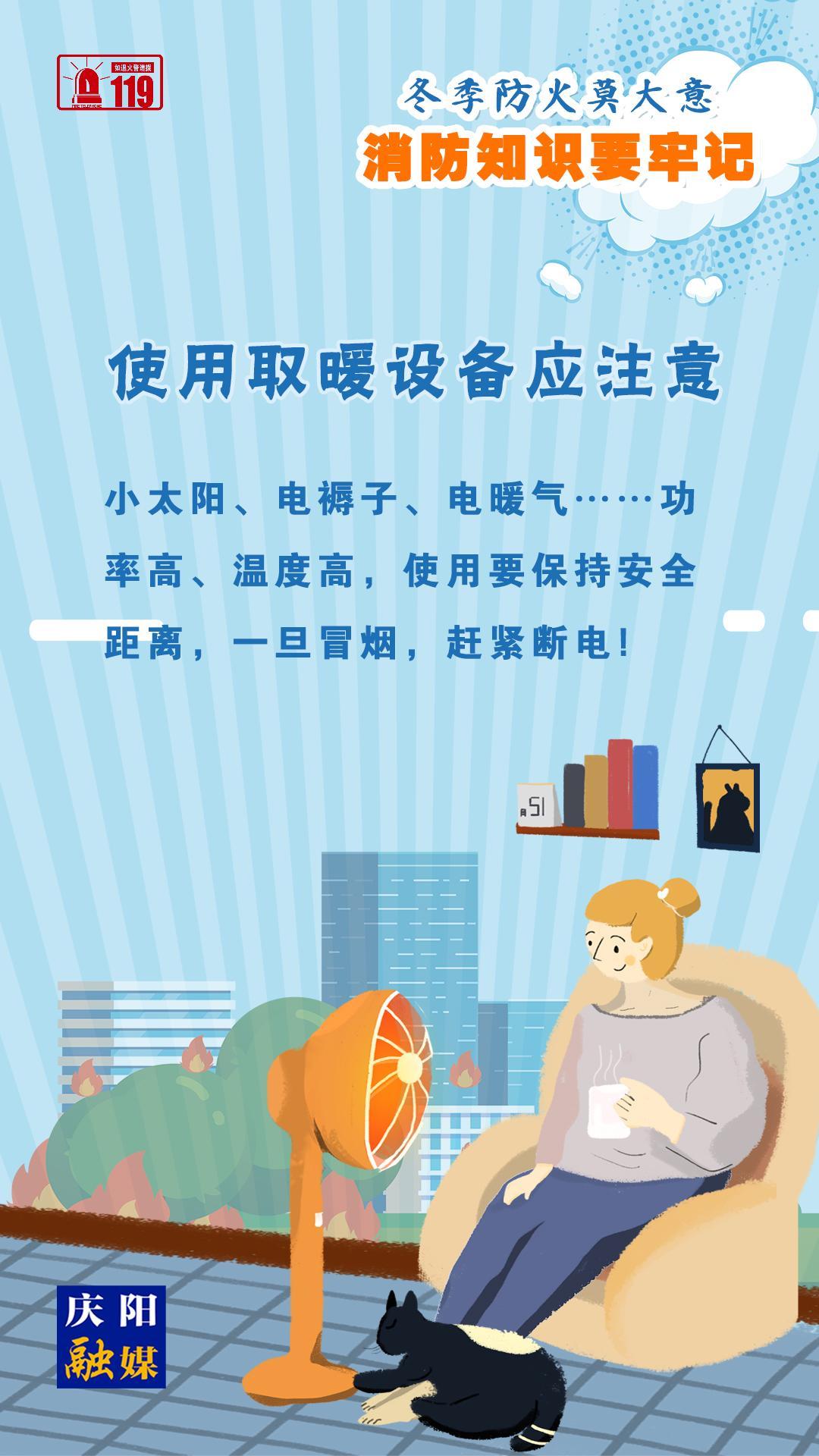 【微海報】冬季防火莫大意，使用取暖設備應注意！